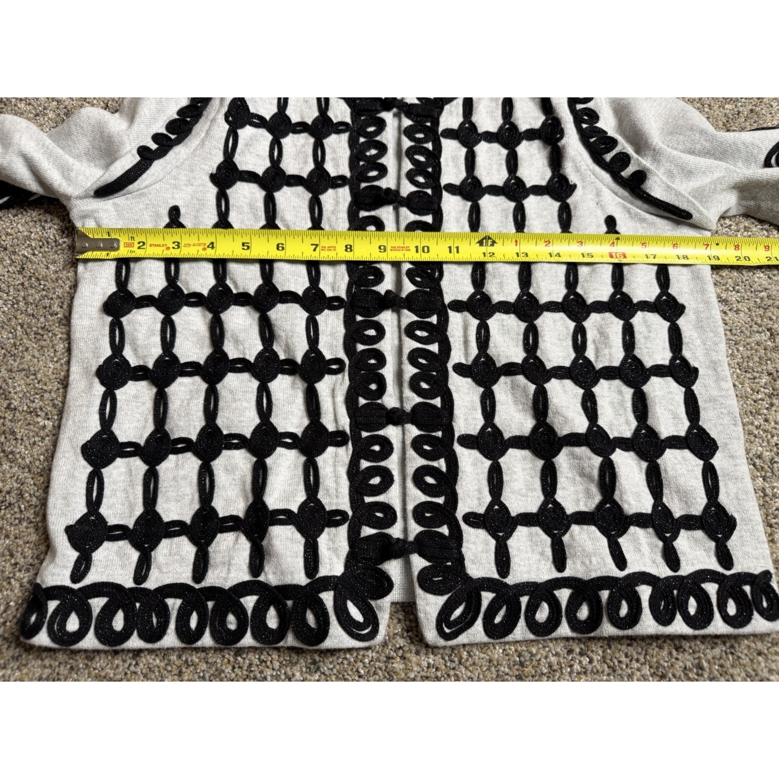 Nic+Zoe Romantic Soutache Knit Jacket Cardigan Gray Art To Wear Size Medium — image 7 of 7